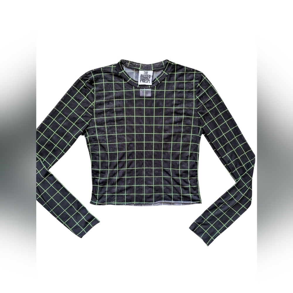 The Ragged Priest Gridlock Green/Black Mesh Long Sleeve